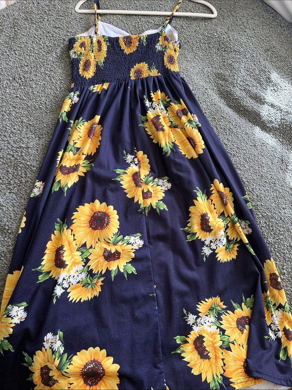 Navy Sunflower Maxi Dress with Spaghetti Straps - Picture 4 of 4